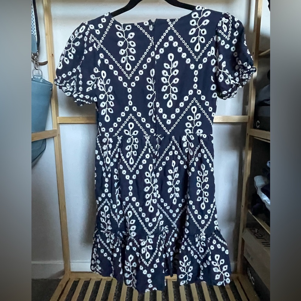 Mi Ami Navy Eyelet Mini Dress - size L (Francesca's) - Picture 3 of 4